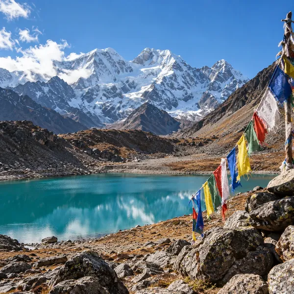Lake and mountain scenery in the Himalayas