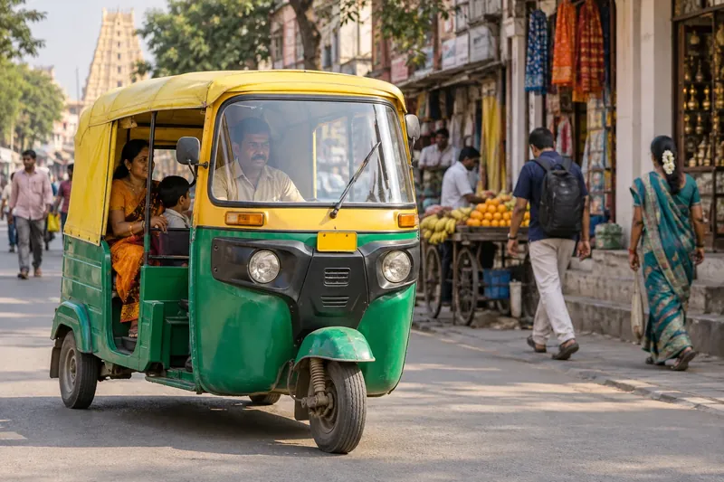A rickshaw on a street in India