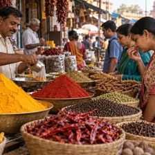 Colorful spice market in India