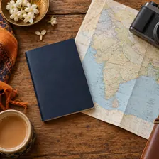 Passport and map for the trip to India